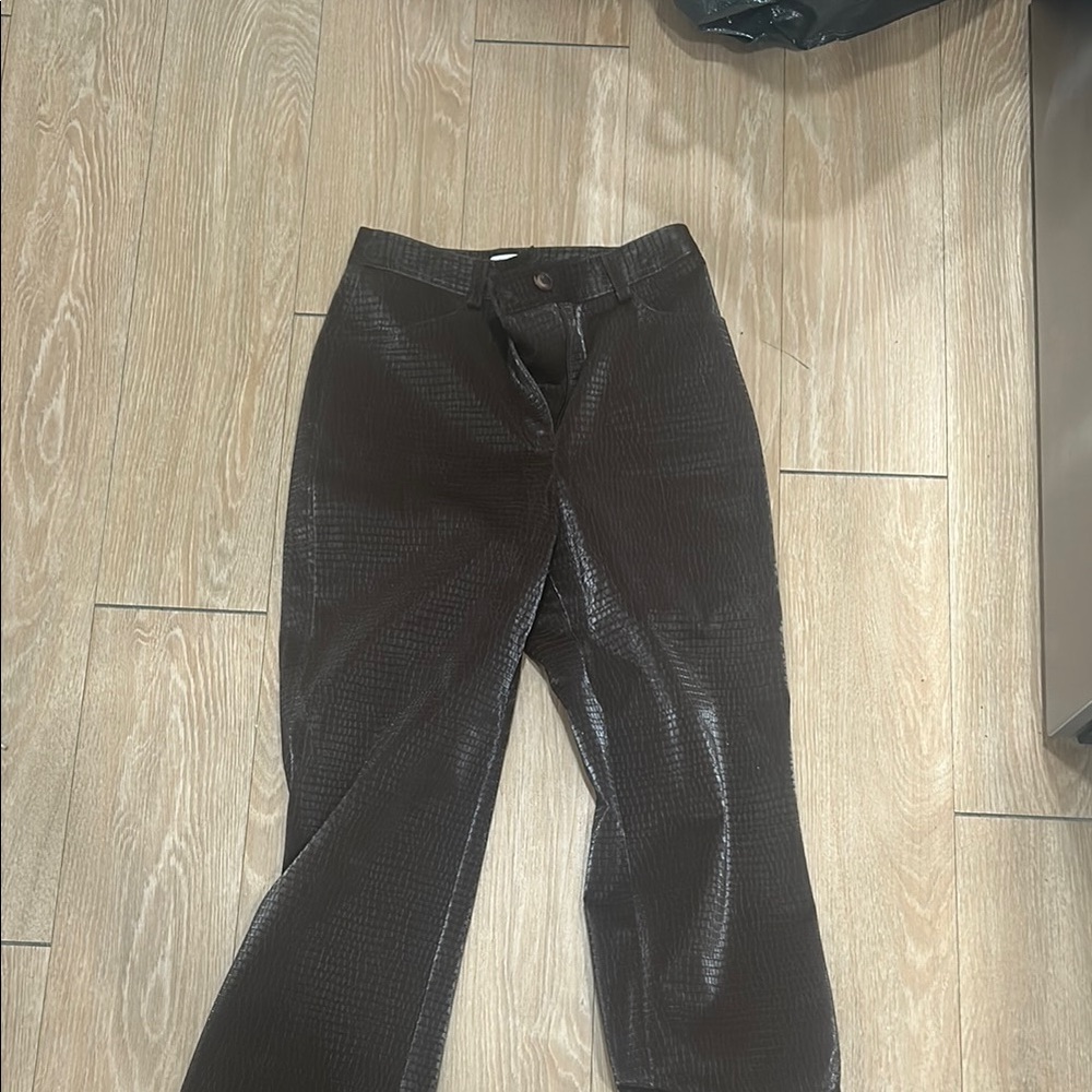 Brown Textured Pants